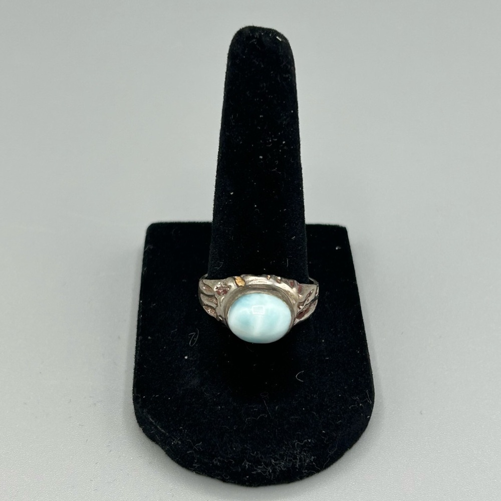 Sterling Silver Larimar Cabochon Ring Size 8